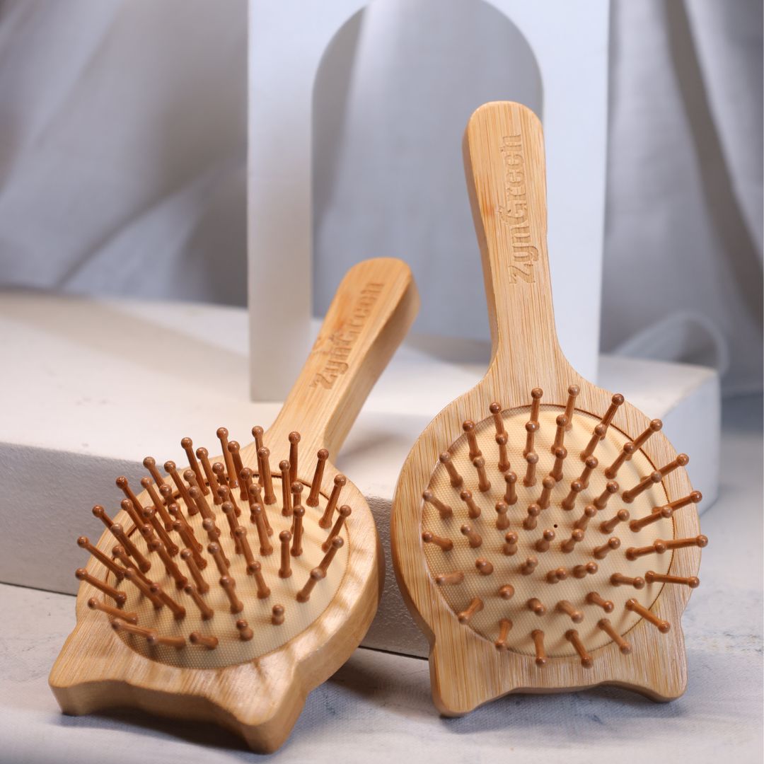 Cat Shape Kids Bamboo Hairbrush with Bamboo Bristles