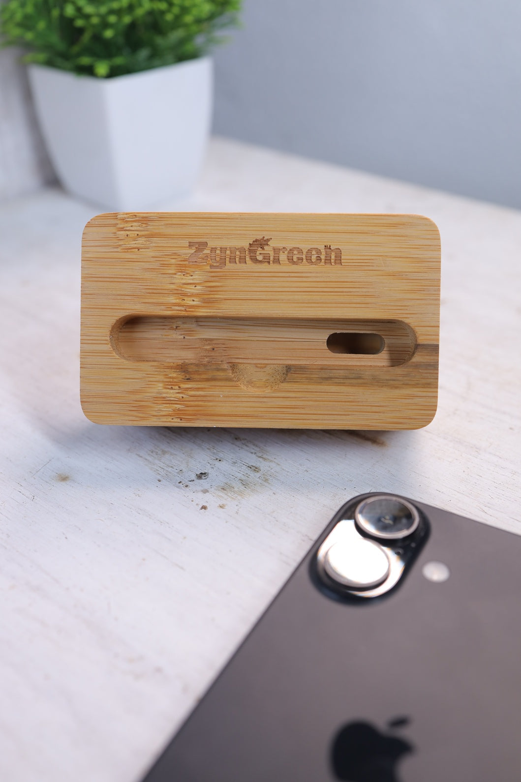 Bamboo Mobile Stand cum Speaker Amplifier