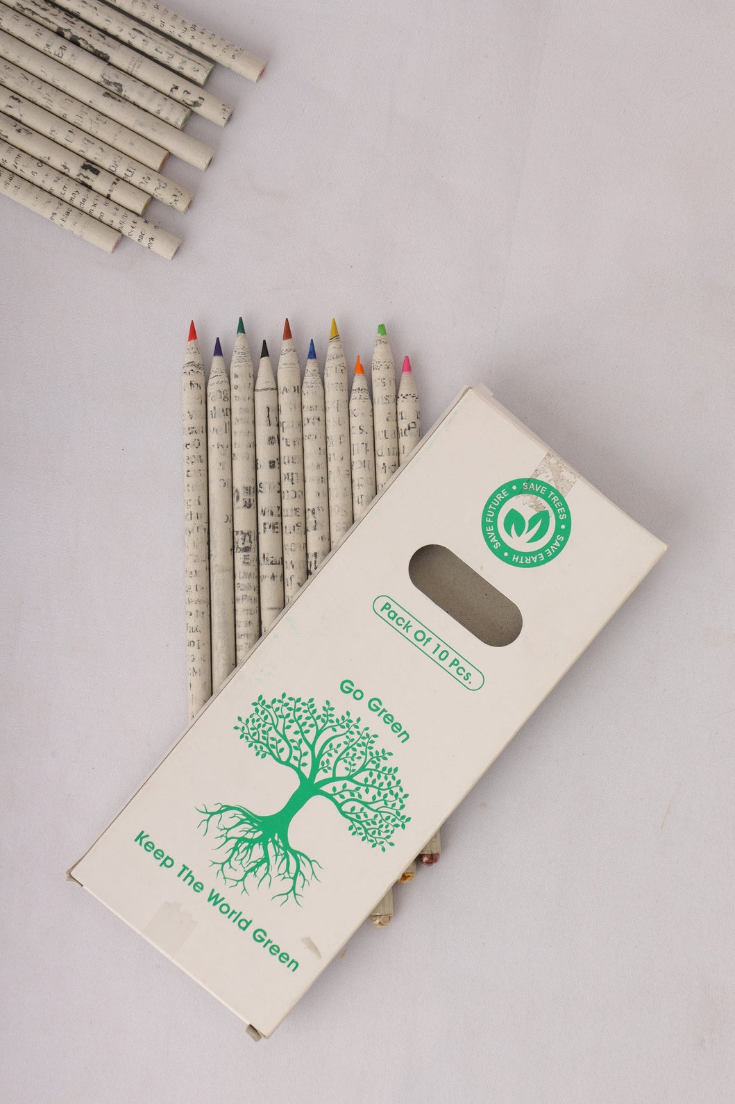 BloomHue Plantable Colour Lead Newspaper Pencils - Pack of 10