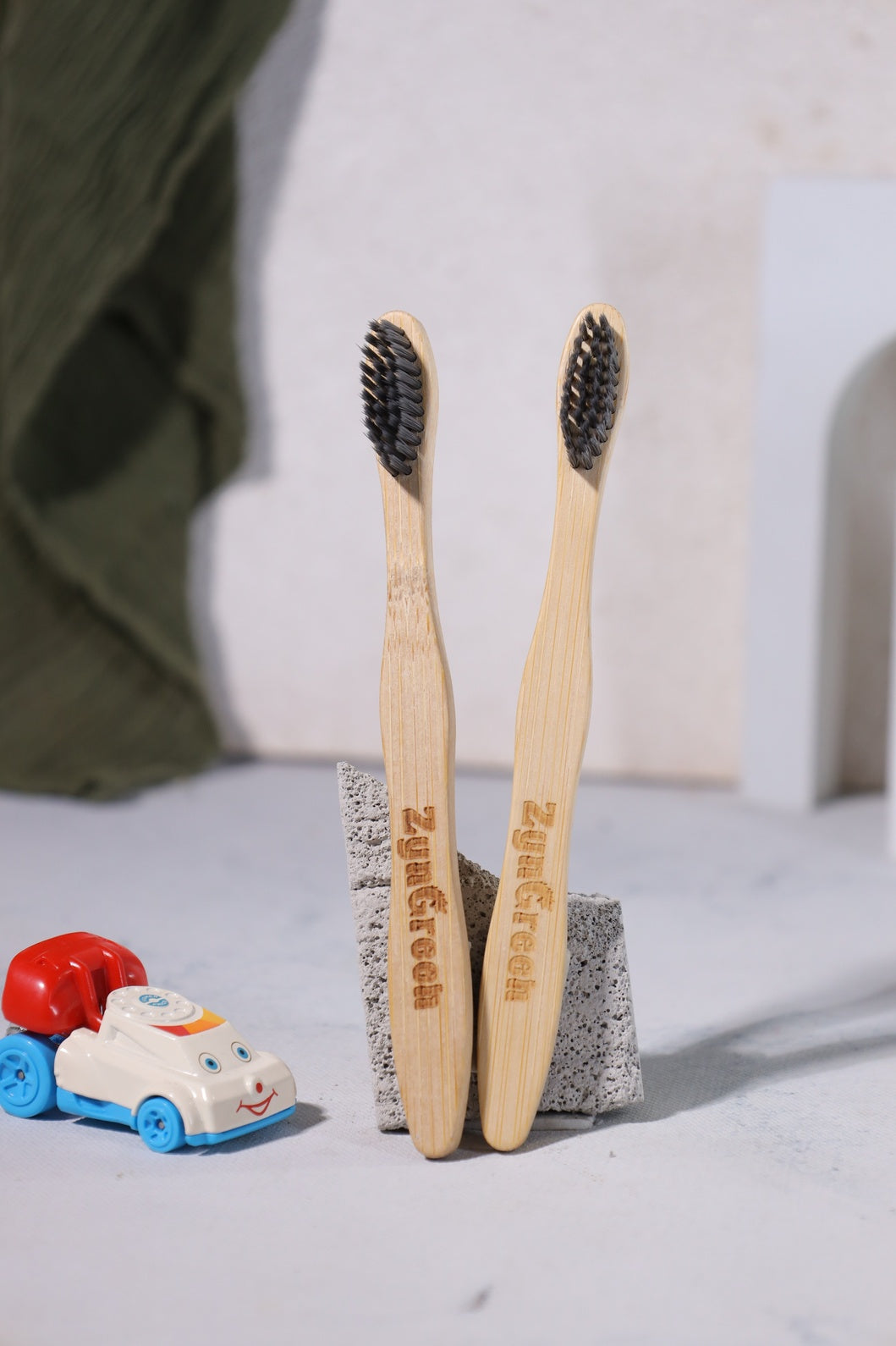 Bamboo Kids Toothbrush with Charcoal Infused Bristles