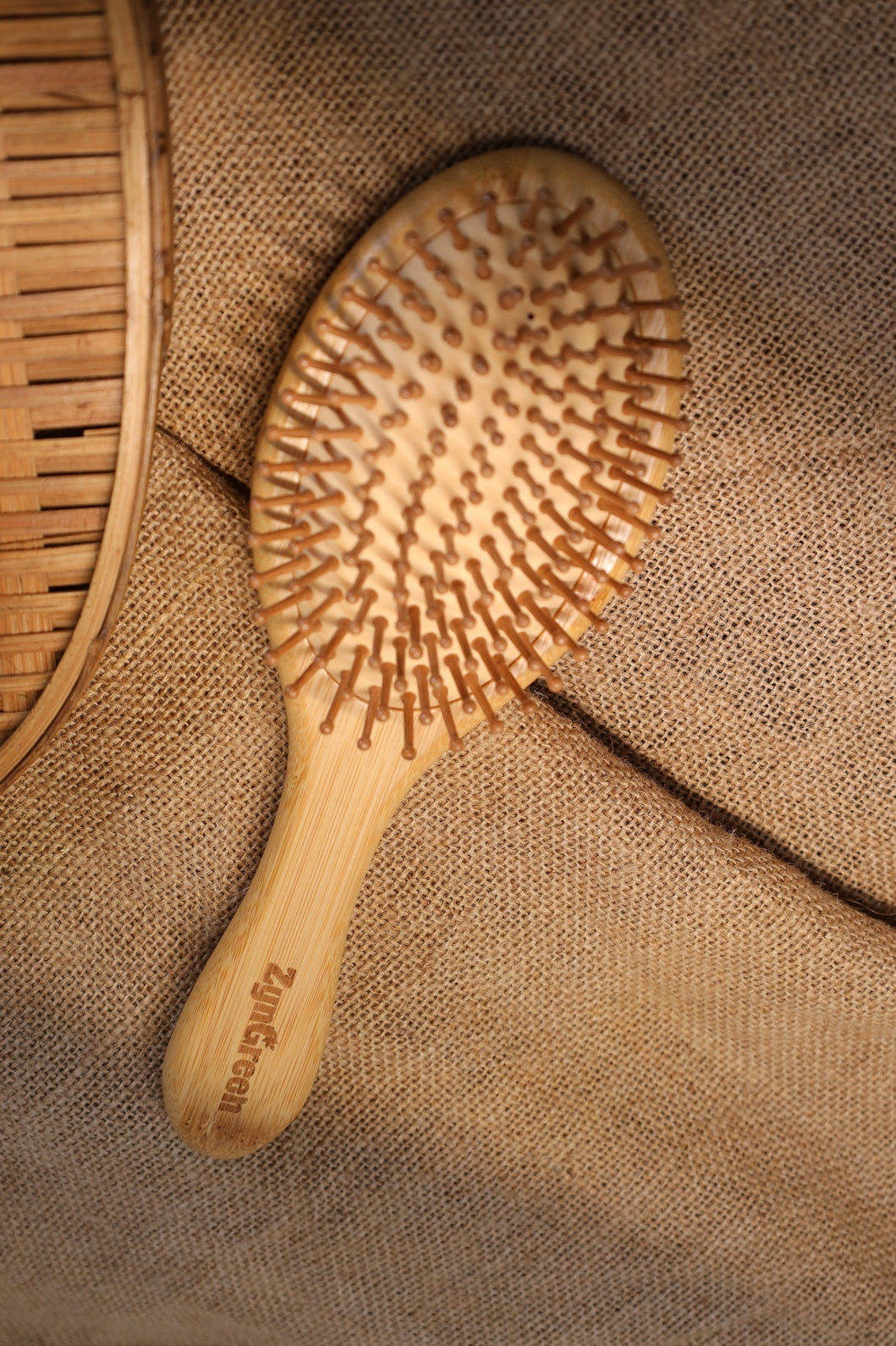 Bamboo Paddle Oval Brush with Bamboo Bristles