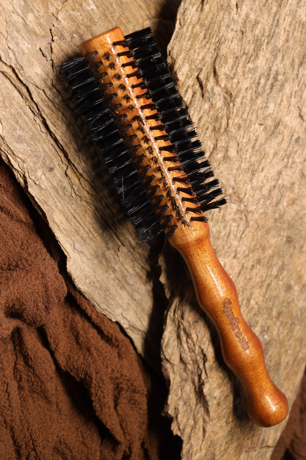 Wooden Hair Roller Brush with Boar Bristles