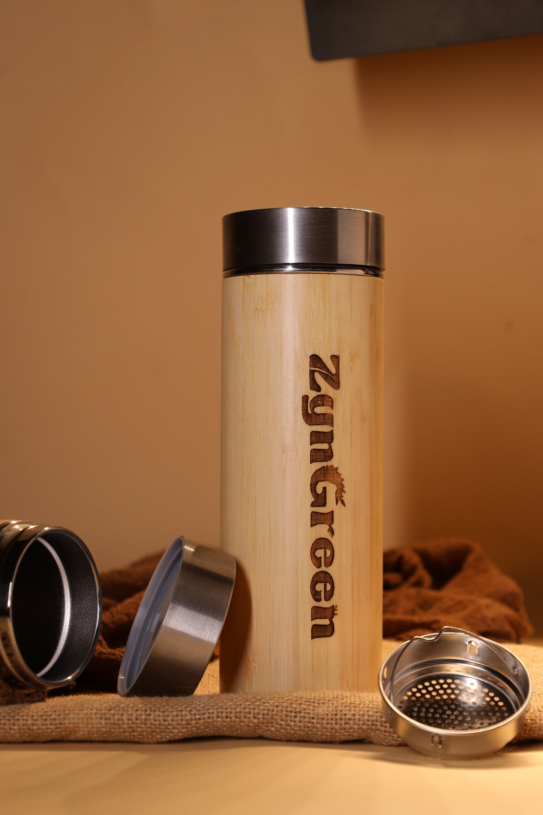 Bamboo Water Bottle with Strainer 450 ml
